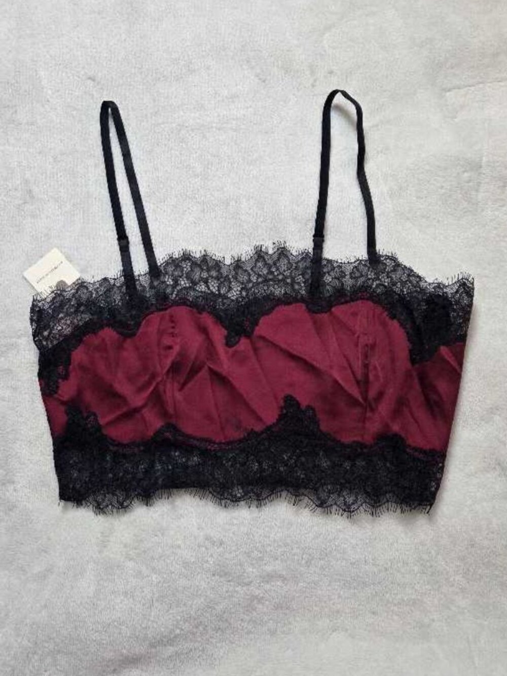 New S Anthropologie x Lyrebird silky lace bra top in Wine